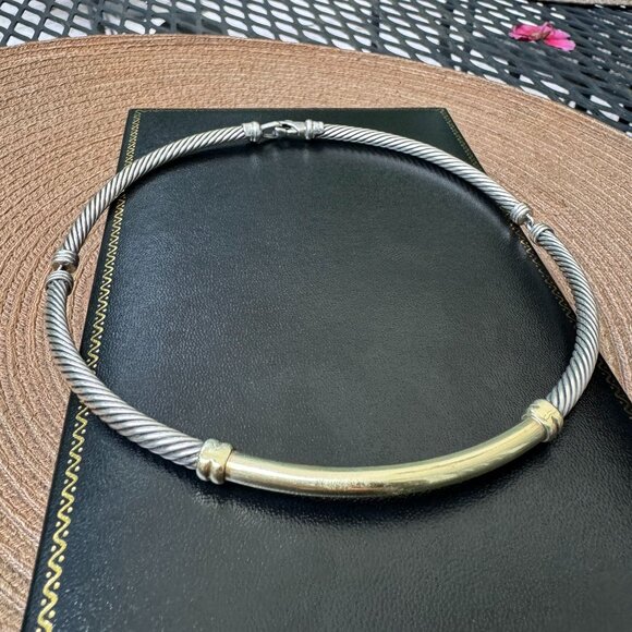 David Yurman Two-Tone Metro Choker Necklace - Picture 2 of 2